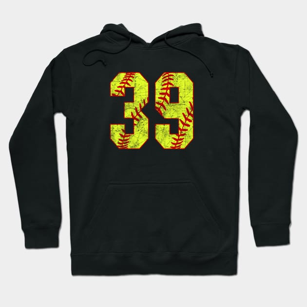 Fastpitch Softball Number 39 #39 Softball Shirt Jersey Uniform Favorite Player Biggest Fan Hoodie by TeeCreations